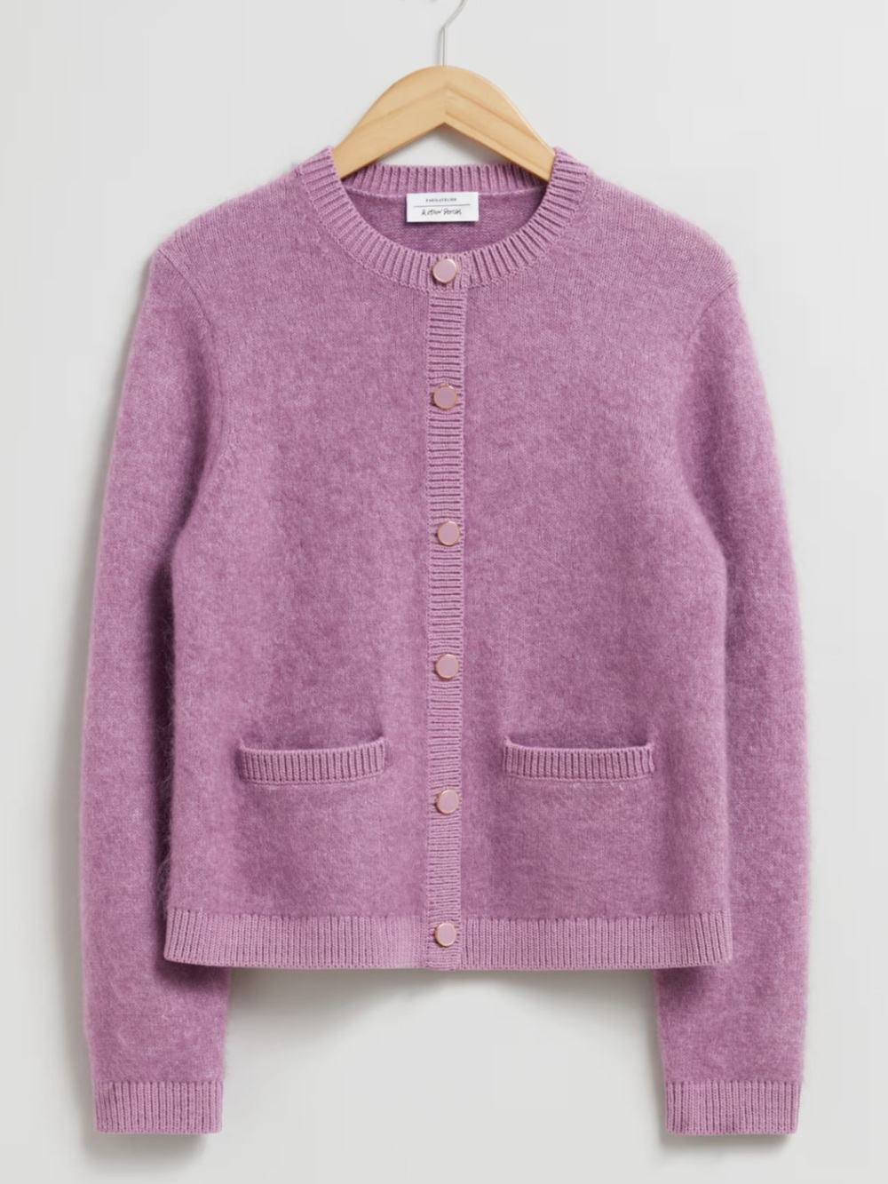& Other Stories Purple Button-Front Mohair Blend Fuzzy Knit Cardigan Sweater